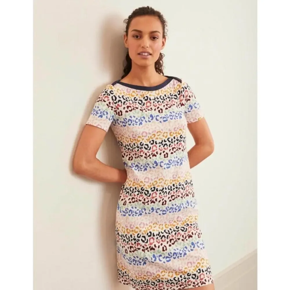 Boden | Dresses | Boden Georgia Jersey Tshirt Dress Rainbow Leopard Print  Size 2 | Poshmark